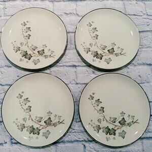 Embassy Vitrified China Springs of Ivy EMB76 4 Dinner Plates w Platinum Trim